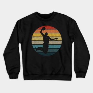 Basketball Player Silhouette On A Distressed Retro Sunset product Crewneck Sweatshirt